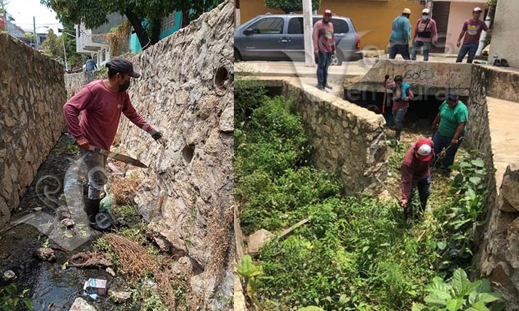 Intensifican la limpieza de canales y cauces pluviales en Acapulco