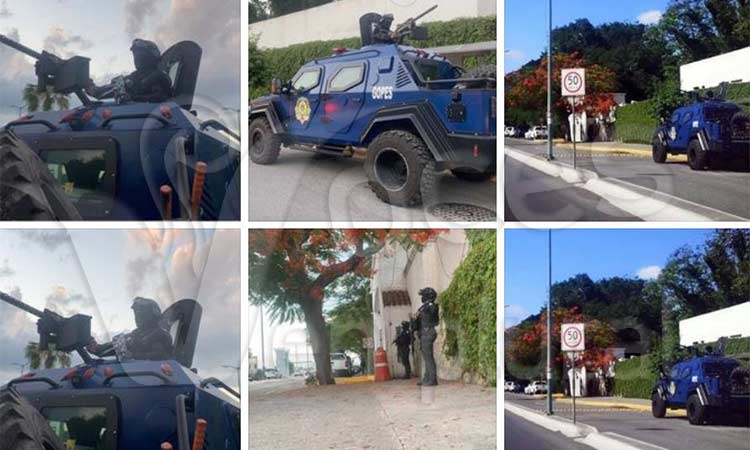 Grupo especial y vehículos blindados resguardan casa de Gobierno de Tamaulipas
